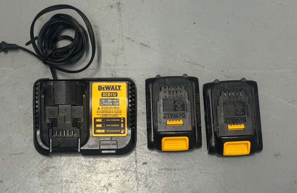 DEWALT DCB112 12V/20V MAX Lithium-Ion Charger with Two DCB201 20V Batteries